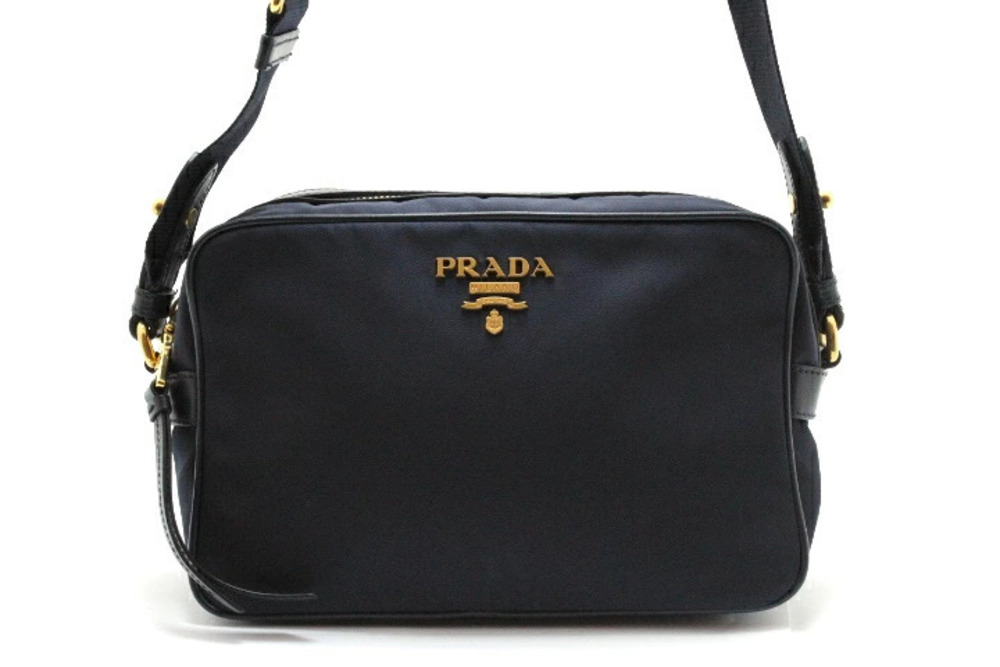 Prada Shoulder Bag Navy Blue Calfskin